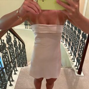 pink strapless mini dress